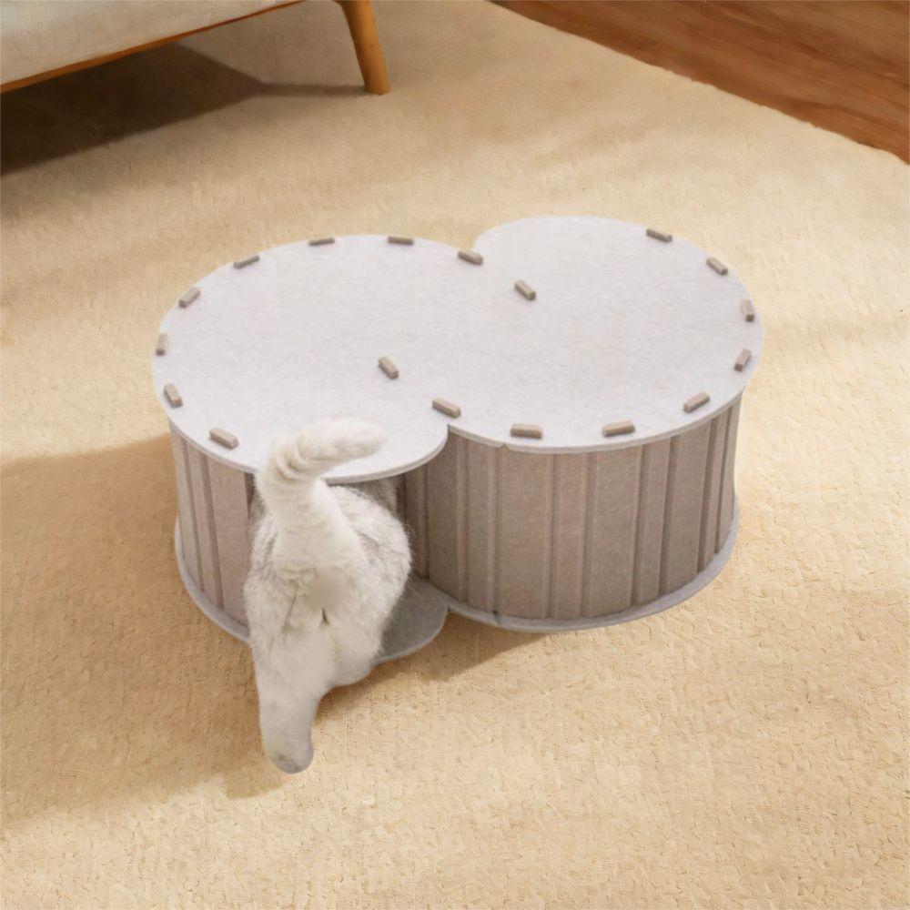 Abnehmbares Filz Katzen Tunnelbett Kratzfestes Katzenversteckhaus Katzenhöhle für Katzen Kätzchen