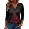 Women's Casual Fashionable Sexy Comfortable V-Neck Christmas Three-Quarter Sleeve Top