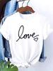 Unisex Tshirt Love Letter Heart Graphic Tee Crew Neck Short Sleeve Minimal Cursive Text Print Casual Sweet Daily Wear Top
