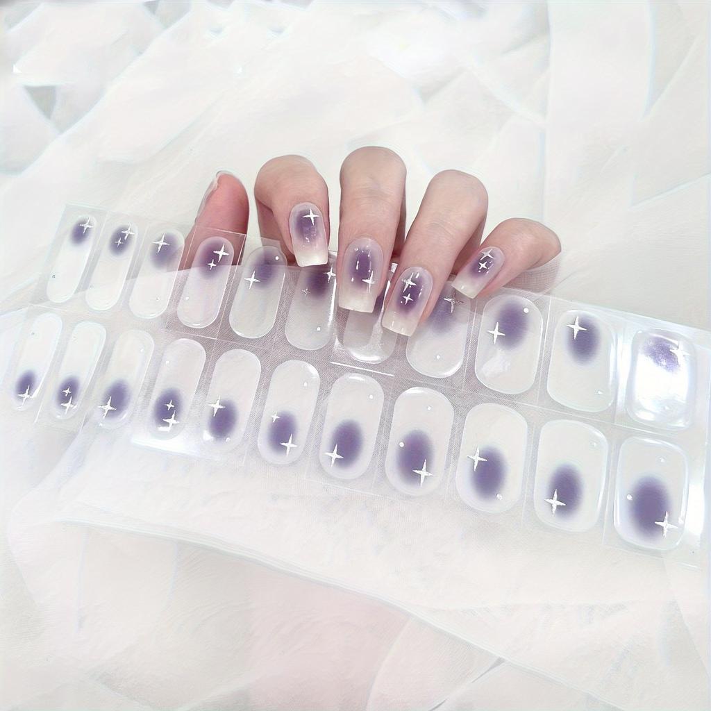 Regenbogen-Glitzer-Nagelfolien aus halbgehärtetem Gel, Nagelstreifen aus halbgehärtetem Gel – funktioniert mit jedem Nagel
