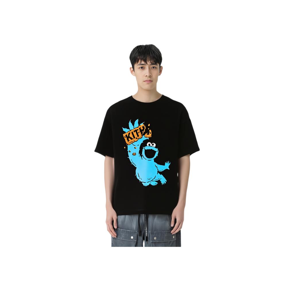 Kith X Sesame Street Cookie Monster Vintage Tee Black Men Tops KHM033079-001