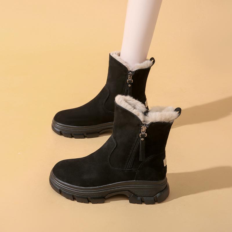 New Winter Snow Boots, Women Add Velvet and Thick Soles To Increase Cotton Shoes, Outdoor Anti-slip Wear-resistant Ankle Boots