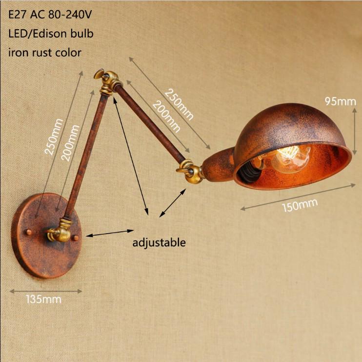 Industrial Retro Loft Brass Wrought Iron Wall Lamp E27/E26 Bedroom Bedside Bathroom Entrance Balcony Cafe Studio Lighting