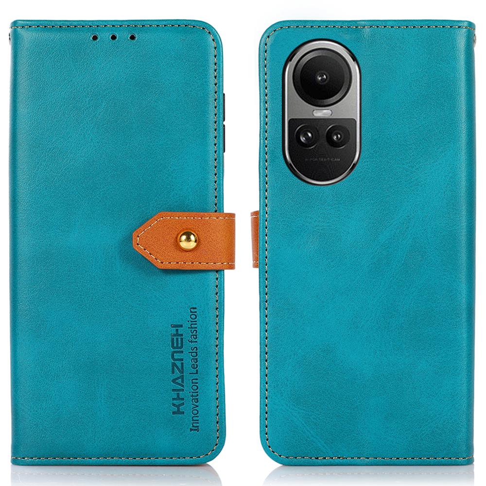

KHAZNEH For Oppo Reno10 Pro 5G (Global)/Reno10 5G (Global) Cowhide Texture Stand Phone Cover Wallet PU Leather Case Blue