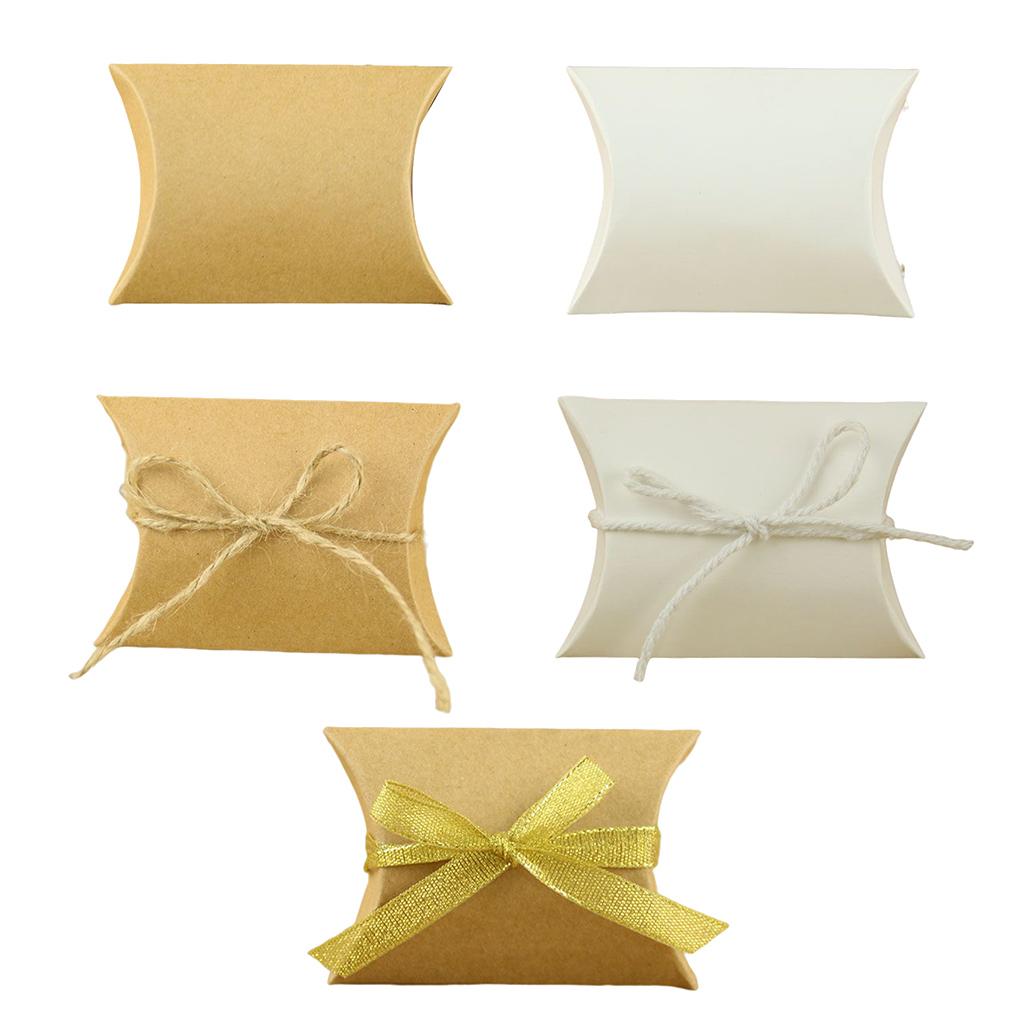 50pcs Paper Pillow Case Blank Gift Box Party for Candy Storage Bag Jewelry Crafts Handmade Soap Small Gifts Favors