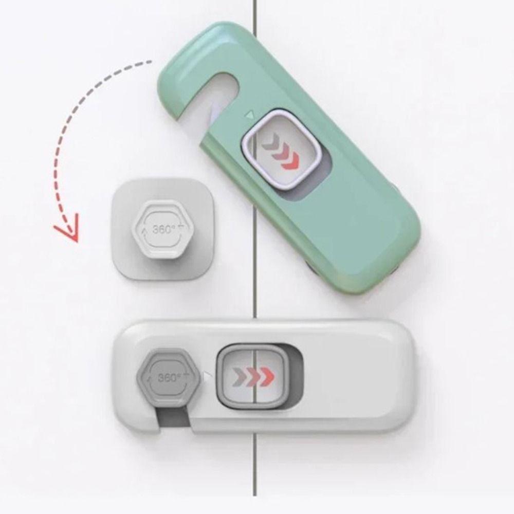 2Pcs Sticky Adhesive Pads Cabinet Lock No Tools Installation Drawer Door Locks  Baby Proofing
