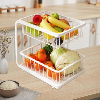Kitchen Storage Basket Fruit Metal Wire Living Room Organizer