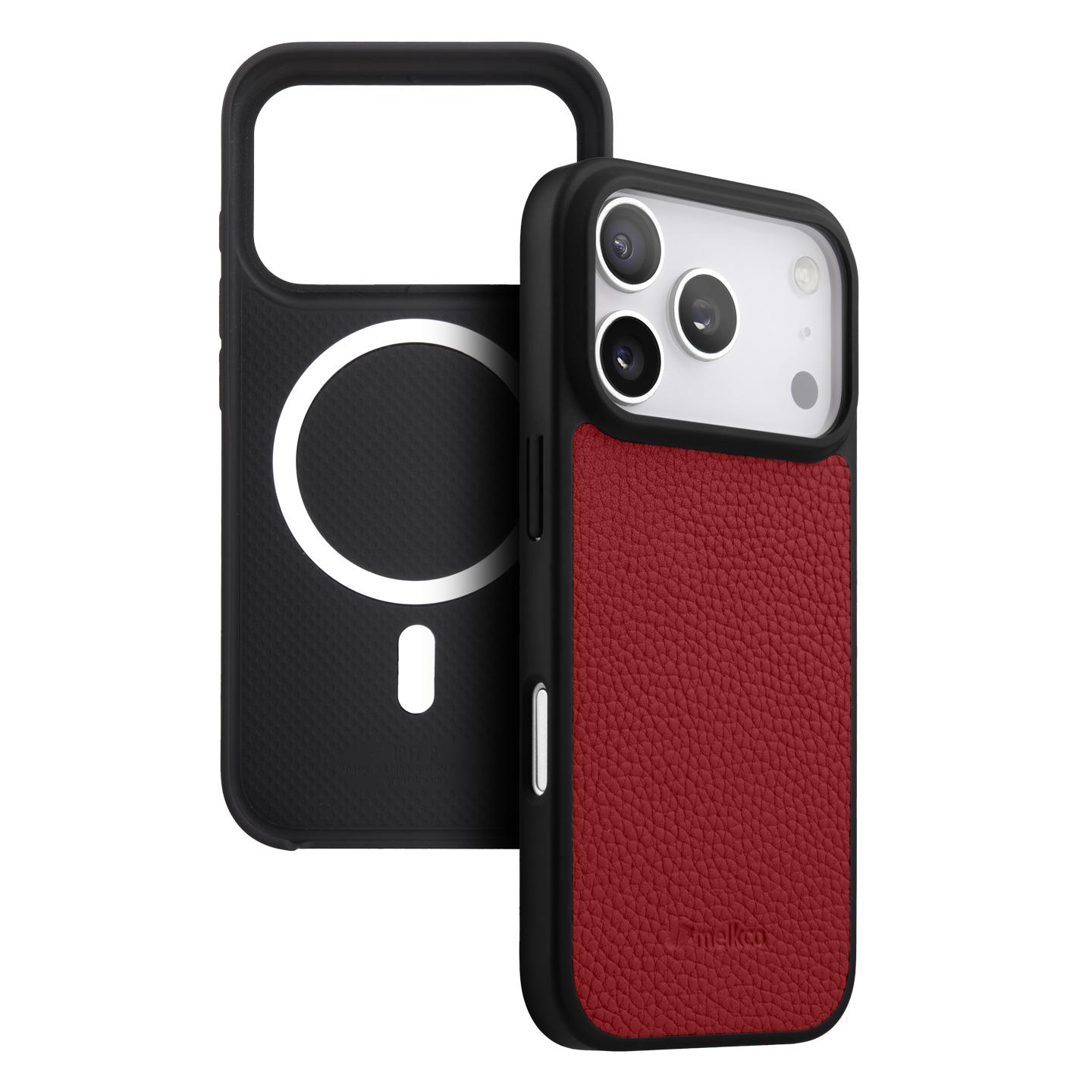 

MELKCO For iPhone 17 Pro Case Compatible with MagSafe Ultra Thin Genuine Cow Leather + PC Phone Cover