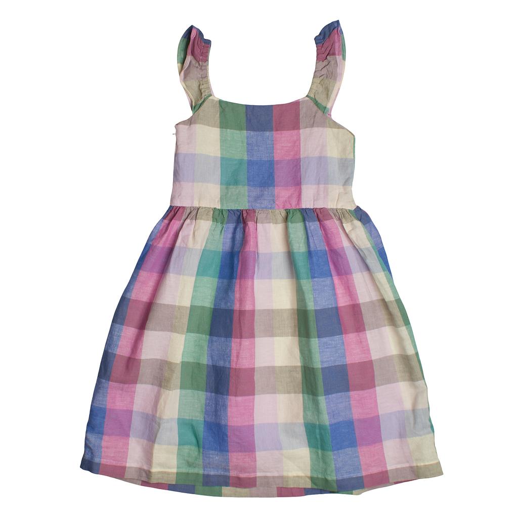 Vestido de Lino con Tirantes a Cuadros 801379 para Niña