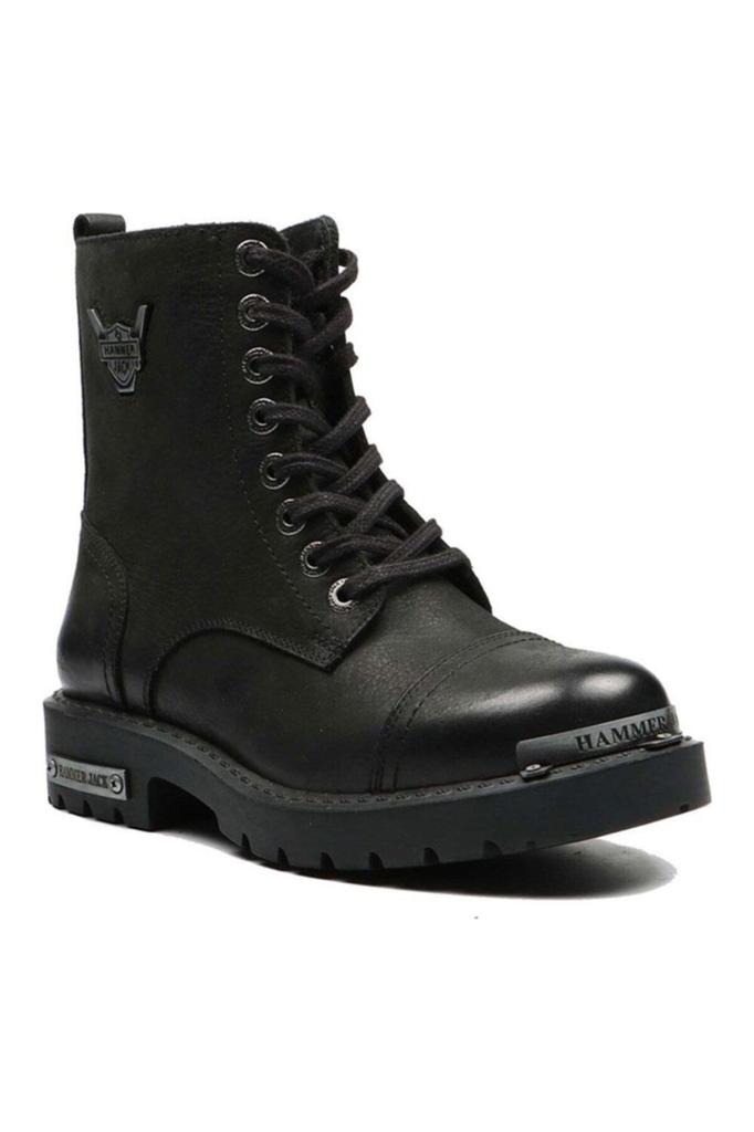 Men's Fashion Genuine Leather Flat Heeled Booties Black Metal Buckle Rubber Thick Sole Daily Sports Boots Boots Shoes