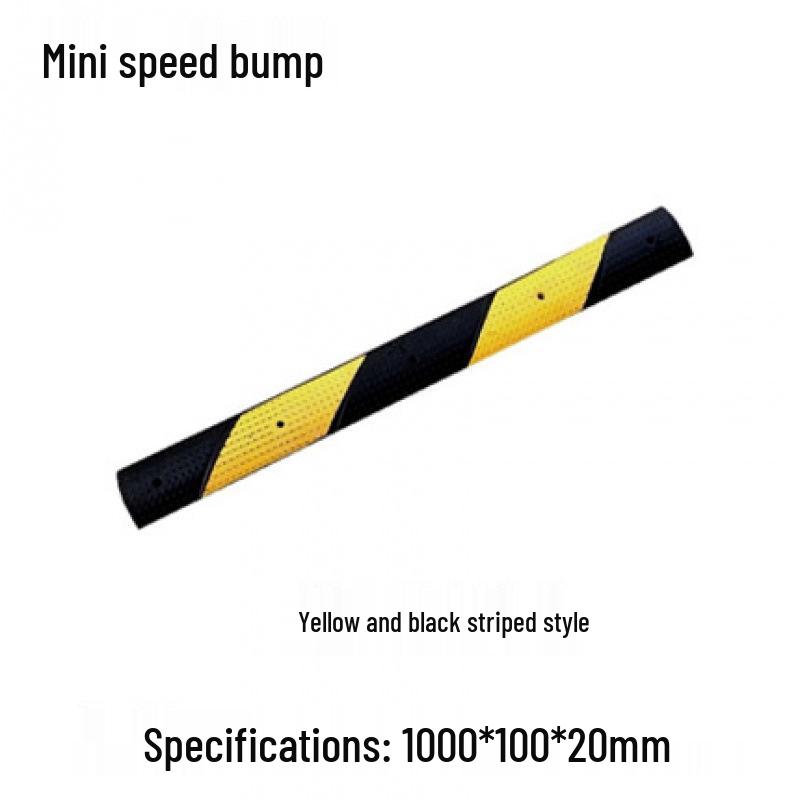 2cm High Mini Rubber Speed Bump and Bicycle Buffer with Yellow-Black Stripes for Parking Space Division