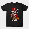 Men Black Print T-shirt I Will Fear No Evil No-Cut Transfer Paper Print Cotton Tshirt