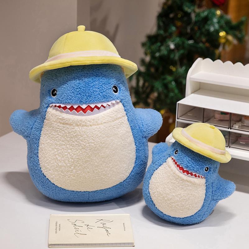 Cute Hat Shark Doll Plush Toy Blue Shark Doll Home Sofa Pillow Girl Rag Doll