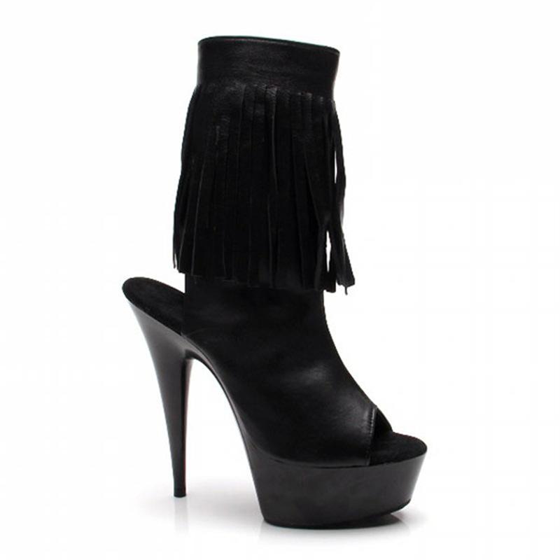 Direct sales 20cm super high heels, thin heels, high tassel, low boots, shoes and boots