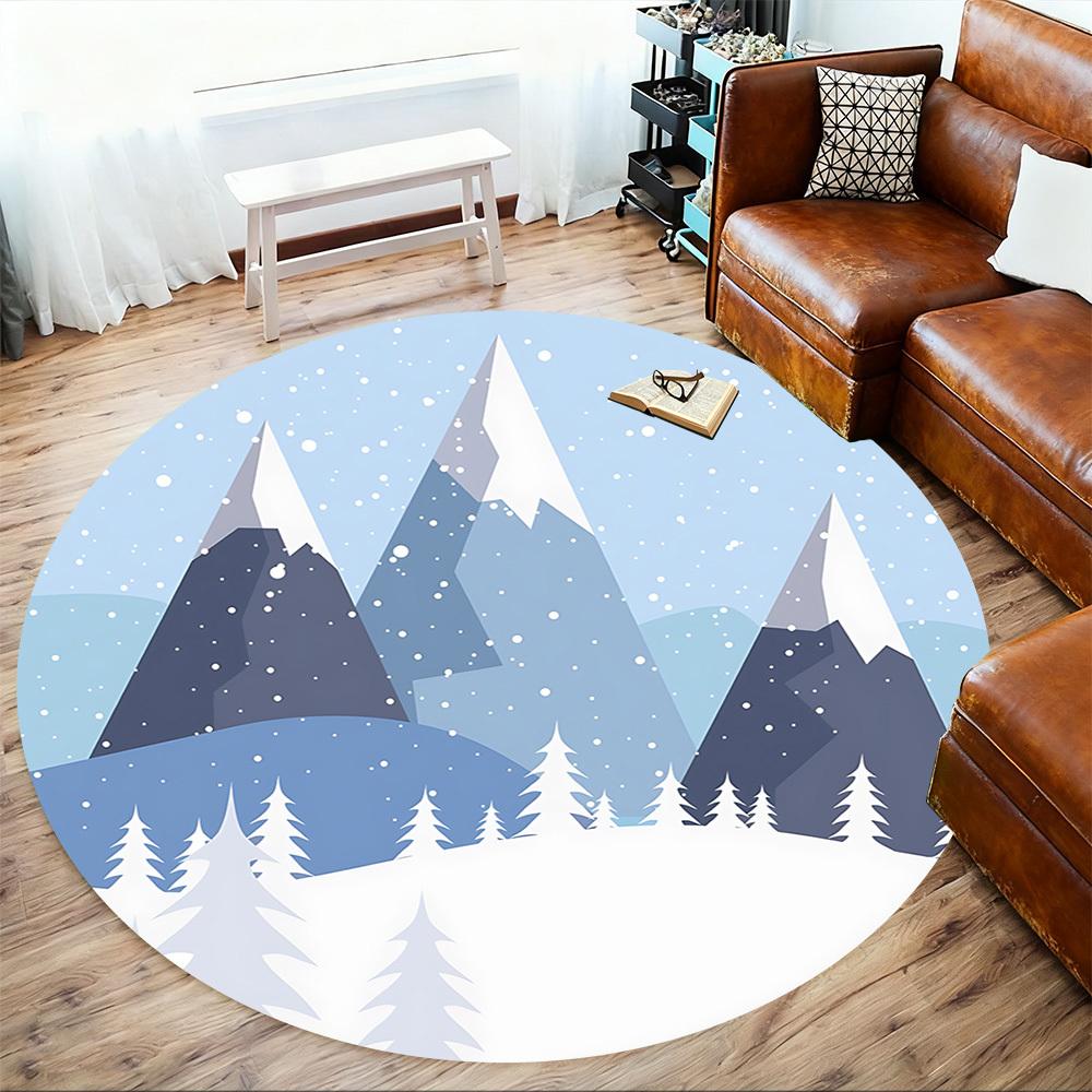 1pc mountain snow Round Chair mat Area Rug - Non-Slip, Floor Mat for Office, Bedroom, and Indoor Decor c1125427
