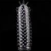 Giocattolo sexy per adulti con punte in silicone di cristallo punteggiato a costine trasparente riutilizzabile per preservativo per massaggio del pene