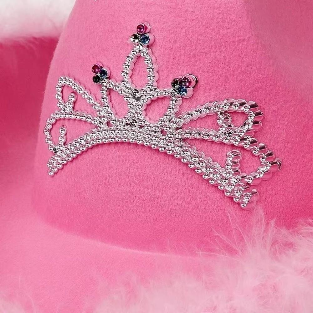 Strass Cowgirlhut Rosa Farbe Tiara Cowgirlhut Western Pailletten Cowboyhut für Jazz-Event