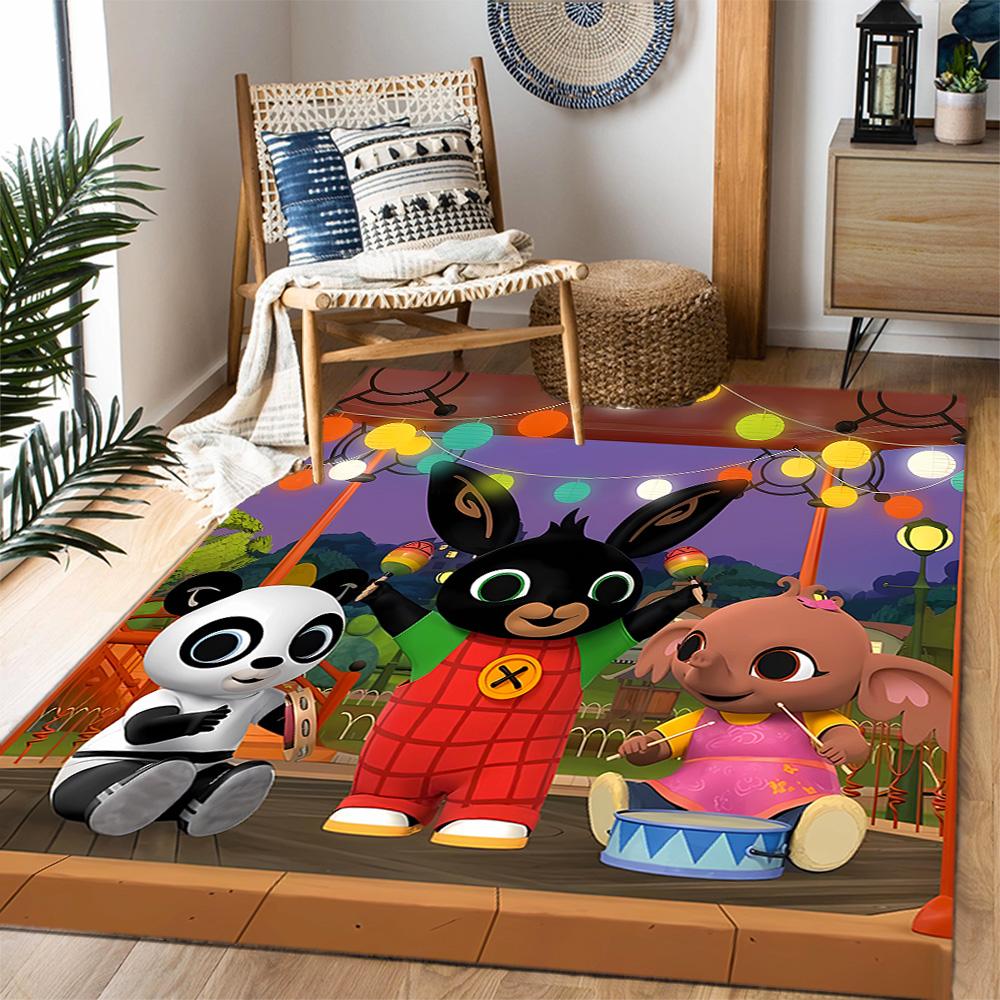 Bing And Friends In Garden Themed Anti-Slip Rugs - Polyester Home Decor, Suitable for Bedrooms, Living Rooms, Doorways, Studios, and Decorations