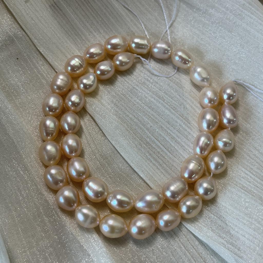 1String, Orange Natural Freshwater Pearls, Handmade Rice Pearl Beads for Jewelry Making DIY Crafts (Beads 7-8mm, Length 36cm)