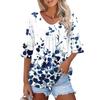 3/4 Length Sleeve Womens Tops Dressy Casual Blouses Bell Ruffle Sleeve Loose Fit Tunic Tops V Neck T Shirts
