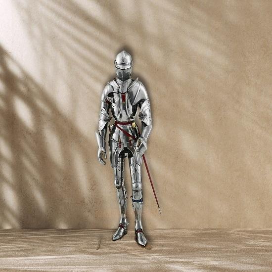 Средневековый серебряный готический носимый рыцарский костюм из доспехов крестоносца, костюм для всего тела