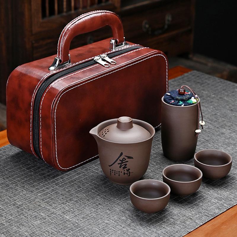 A Complete Set of Travel Tea Sets, Outdoor Kung Fu Tea Sets, Holiday Chinese Business Gifts