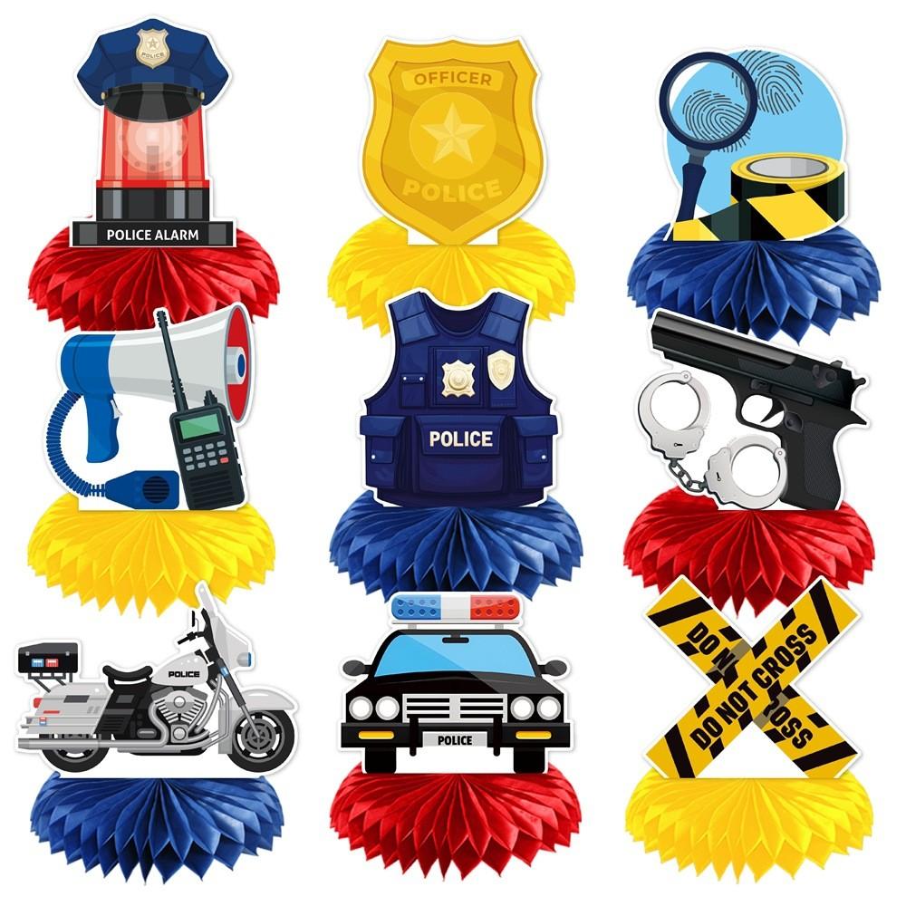 Children Police Themed Birthday Party Desktop Decoration Ornaments Honeycomb