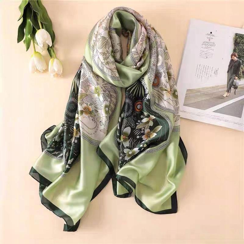 elegant women' large silk scarf as a gift 180x90 navy blue