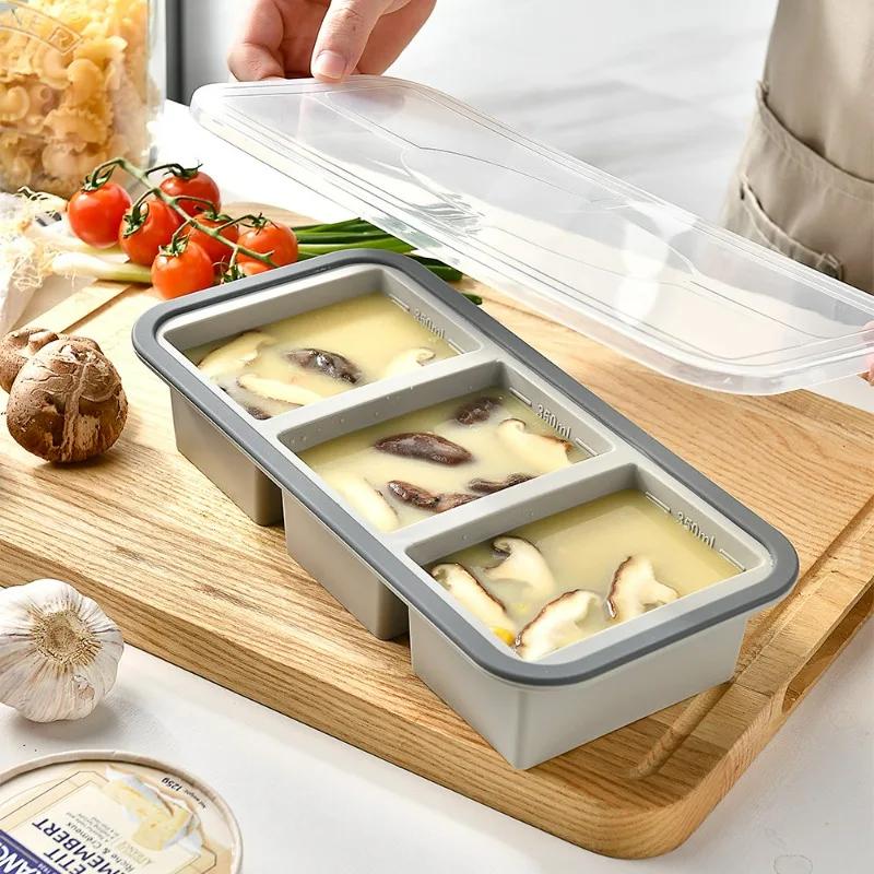 Large Ice Cube Freezer Molds-Soup,Silicone Freezer Tray with Lid Sauce,leftovers,Homemade Meal Prep Freezing Storage Containers
