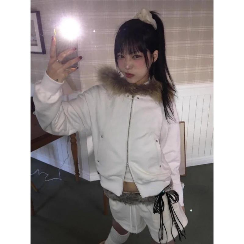 2026 New Loose Hoodie Coat Women Y2k Grunge Long Sleeve Double Zipper Cardigan Tops Fashion Vintage Slim Fit Jackets Mujer