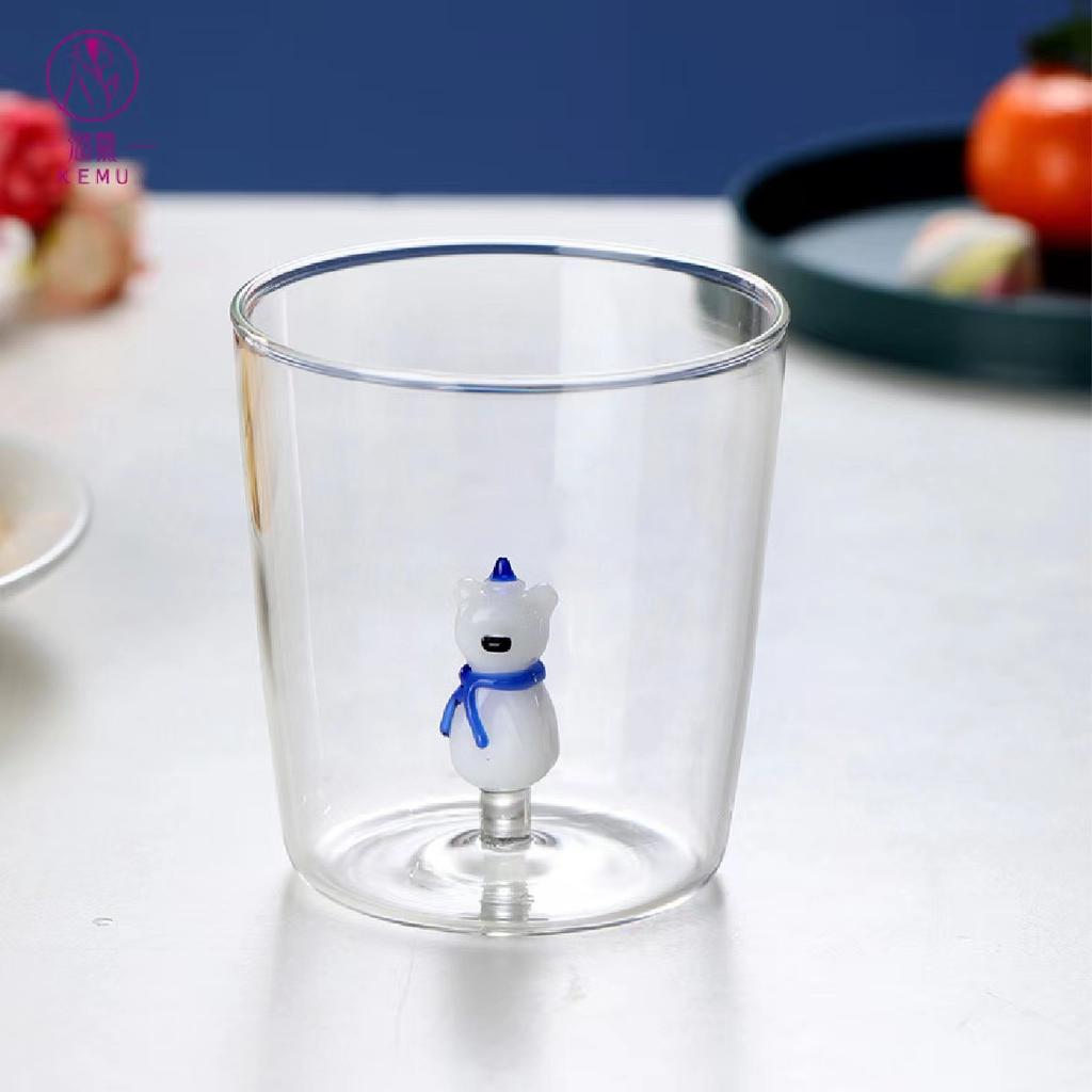 Christmas Tree Glass Wishing 3D Cartoon Animal Shape Cup Borosilicate Glass Single Layer Cup Living Room Guests Juice Cold Drink