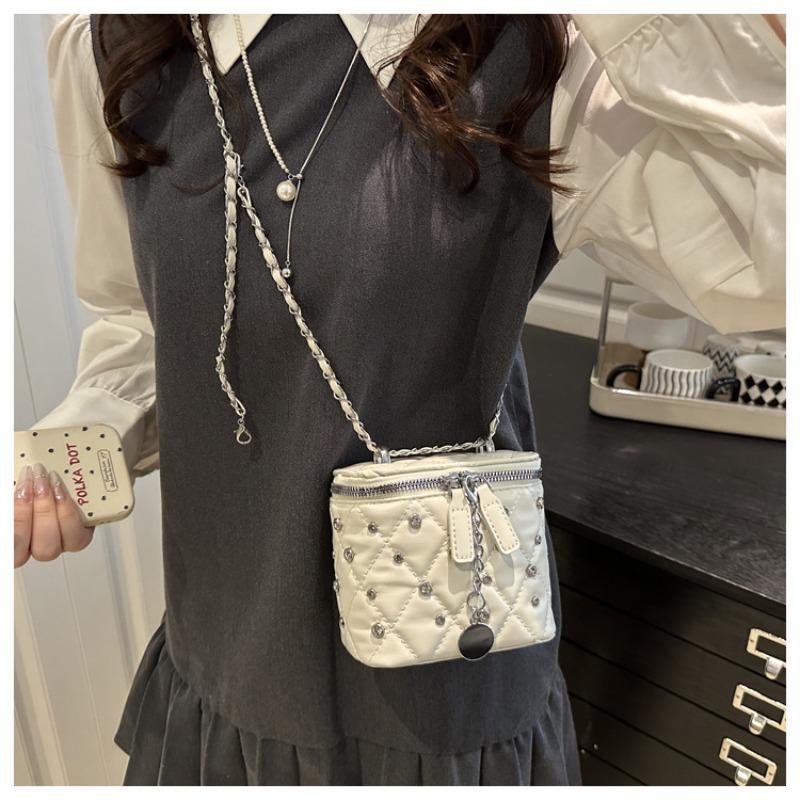 Bag Women's New Fashion Box Bag Rhombus Chain Bag One Shoulder Crossbody Small Square Bag