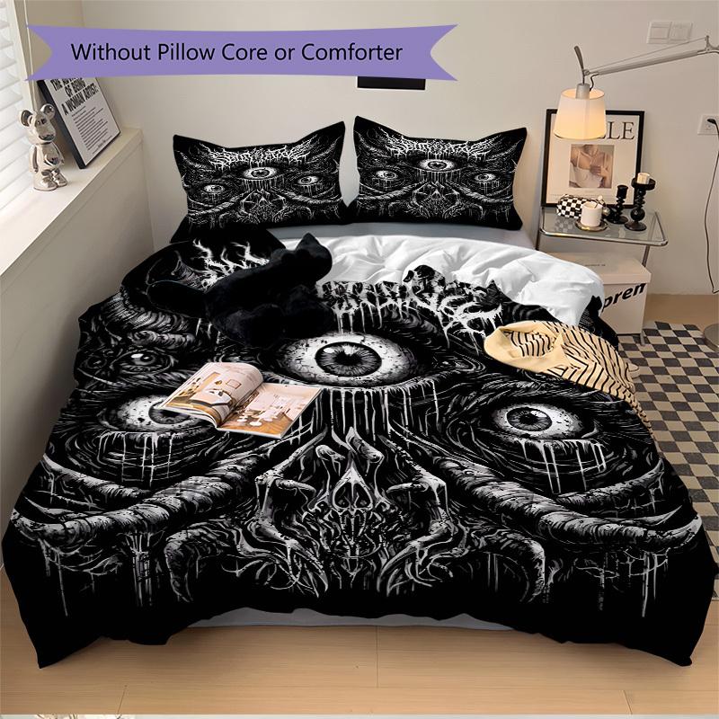 

3pcs Spectralize: Anime Horror Bedding Set - Includes One Quilt Cover and Two Pillowcases (No Core) - Perfect for Bedroom and Guest Room Dec 135x200cm
