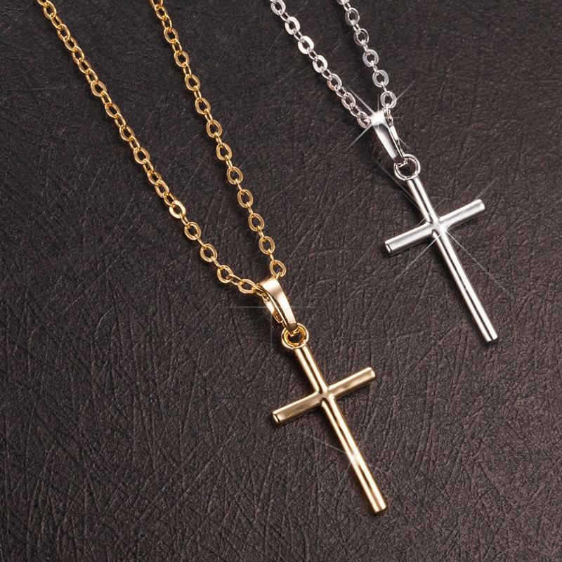 Fashion Cross Pendants Dropshipping Golden Silver Color Crystal Jesus Cross Pendant Necklace Jewelry For Men/Women Wholesale