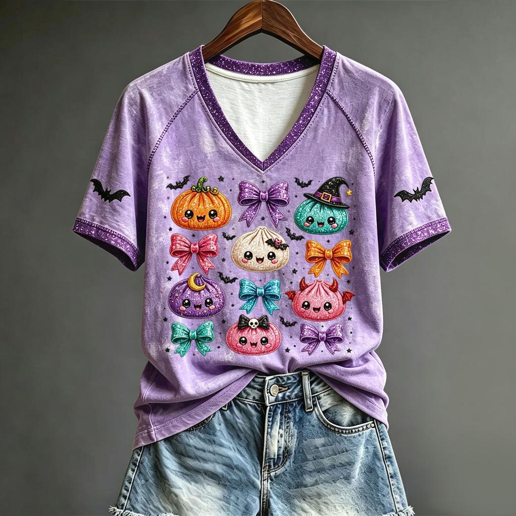 Women's Cute Halloween Printed Short Sleeve T-Shirt