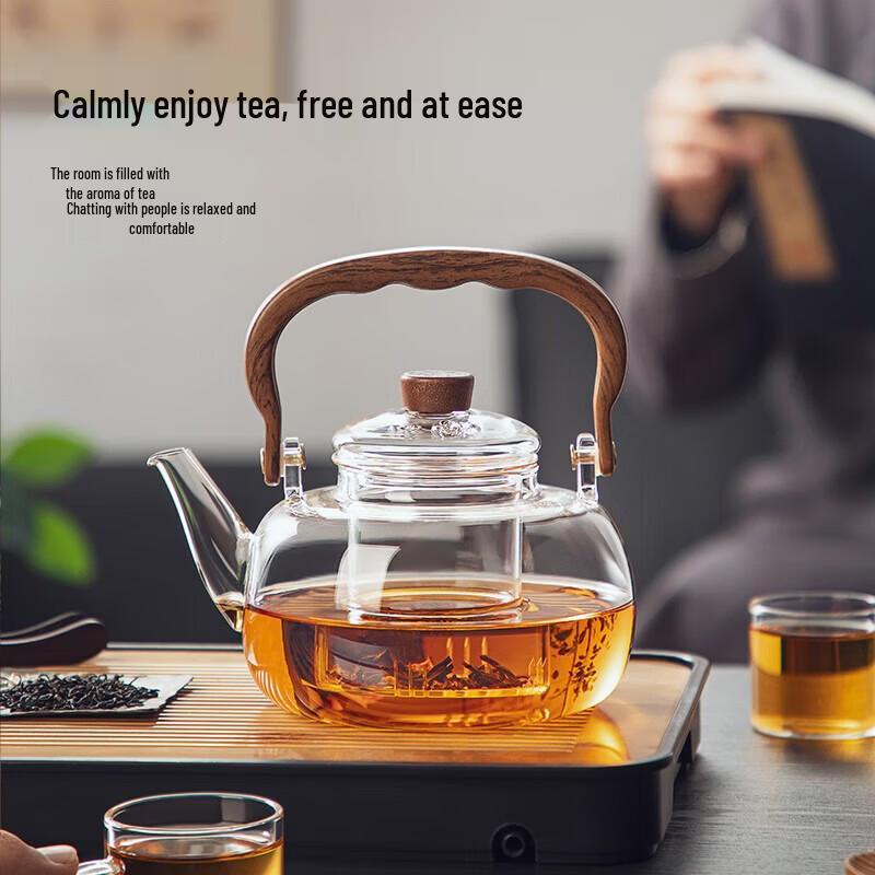 YIHUTEA Transparent Glass Tea Set with Beam Kettle