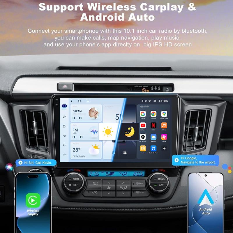 JIUYIN 10.1" Car Radio For Toyota RAV4 2012-2018 Wireless CarPlay Android Auto Multimedia GPS Navigation Audio Stereo Player