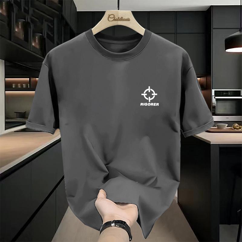 

Мужская летняя футболка из плотного хлопка с коротким рукавом, модный брендовый топ в стиле Гонконга для улицы, оверсайз футболка с рукавом до локтя 3XL