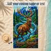 Birds Theme Soft Beach Towel Personalized Custom Name Text Towel Portable for Beach Pool Travel