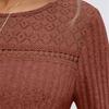 Women Autumn Lace Cutout Long Sleeve Top Pit Strip Casual Pullover Shirt