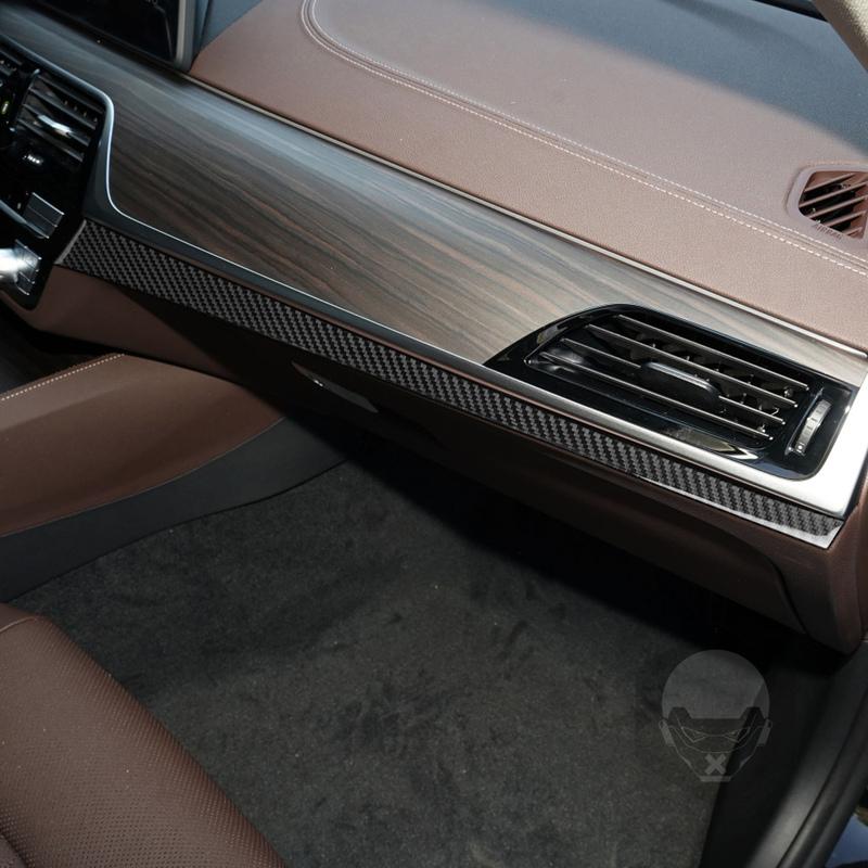 For BMW 5 Series G30 2016- Center Console Dashboard Trim Panel Cover Tuning Soft Real Carbon Sheet Car Interior Accessories
