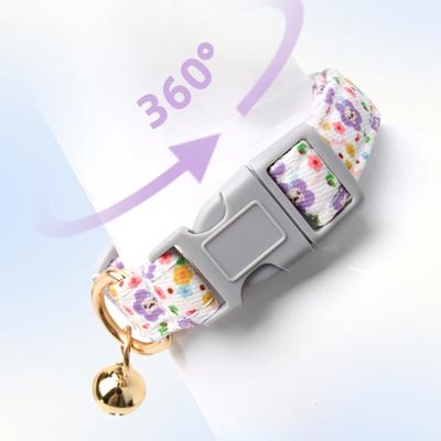 Adjustable Dog Collar Flower Pattern Quick Release Buckles Neck Collar For Small Breeds and Cats Daily Walking And Hiking