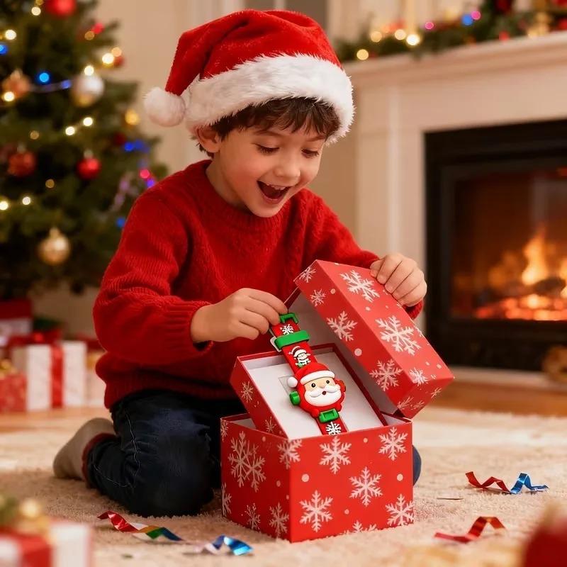 1-5PCS Projection Christmas Watch LED Glowing Kids Watch Fun Toy Trendy Accessory with Multiple Patterns Birthday Christmas Gift