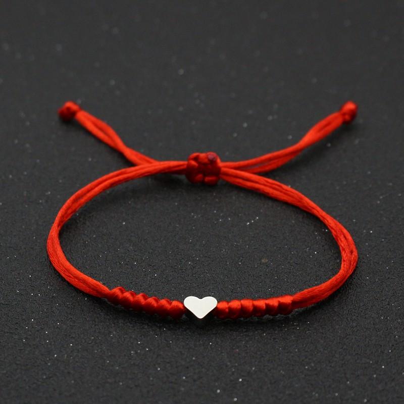 Tiny Heart Charm Bracelets for Women Girls Simple Blue Black Red Rope Chain Braided Bracelet Woven Jewelry Best Gifts Her
