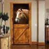 Hnědá samolepka na dveře Vinylové dekorativní dveře Wood Grain 3D chodník Krajina Lepicí tapeta na dveře ocelové přední Deur samolepky