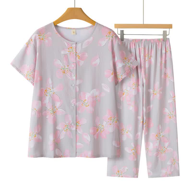 YUZHAOLIN Women's Summer Printed Short Sleeve Capri Pajama Set