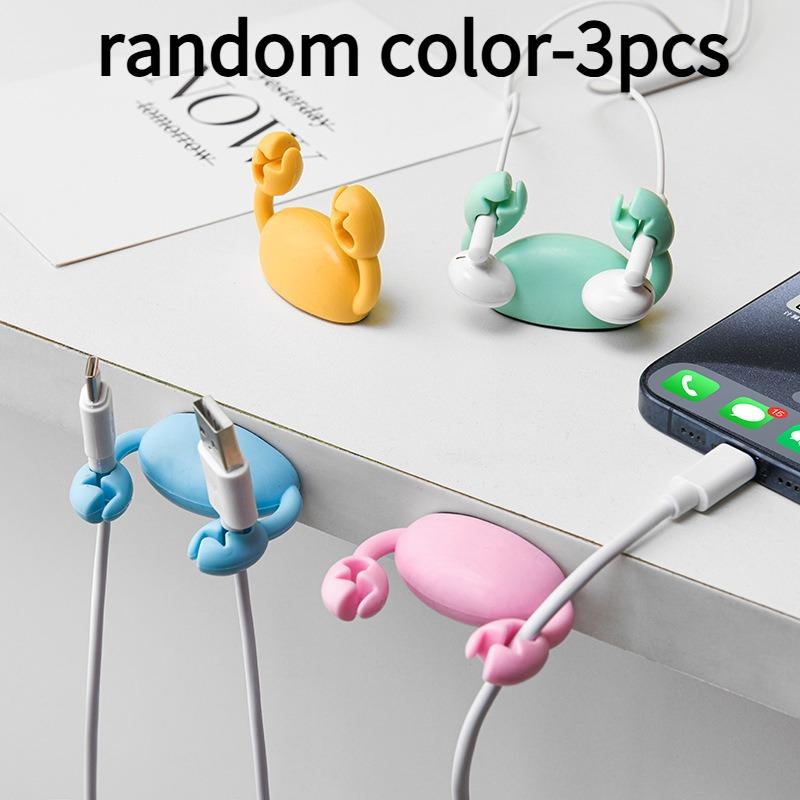 3pcs Cartoon Cable Organizer, Mobile Phone Charging Cable Data Cable Organizer, Fastener Storage Bundle Hub Buckle