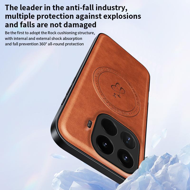 Wireless Charging Magnetic Case for Xiaomi 15T Mi 15 15T Pro 5G Protective Cover PU Leather Hard Back Shell Coque Funda