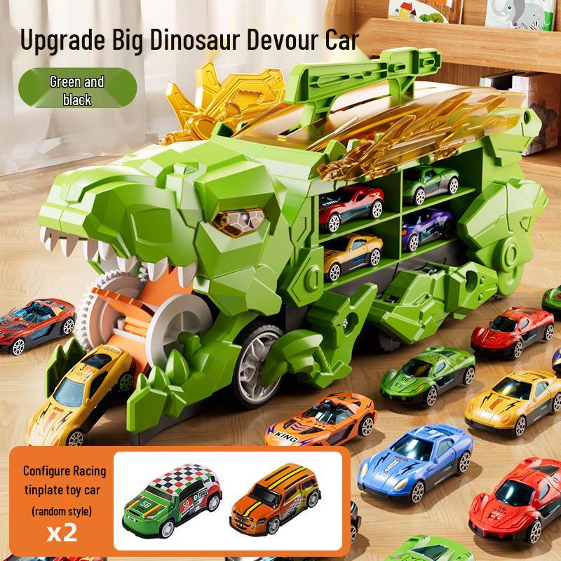 Dinosaur-Themed Folding Ejection Track Set: Children's Educational Alloy Car Toy