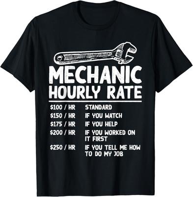 Tariffa Oraria Meccanico Divertente Auto Moto Lavoro Regalo Per Uomini Regalo T-Shirt Unisex